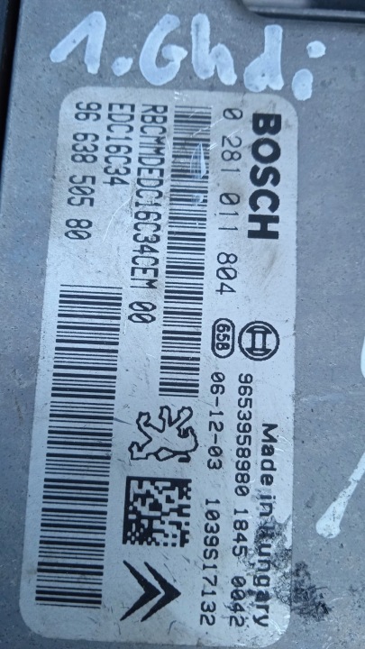 фото №6, Citroen c3 i fl комплект стартовий ecu bsi 1.6hdi 0281011804