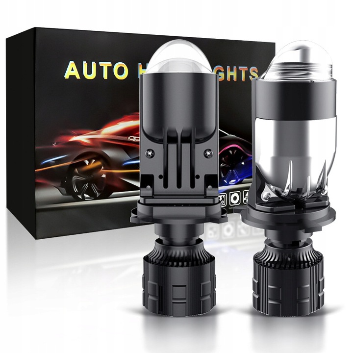 фото №1, 90000lm лампа автомобильная h4 9003 hib2 mini двойной проектор len led