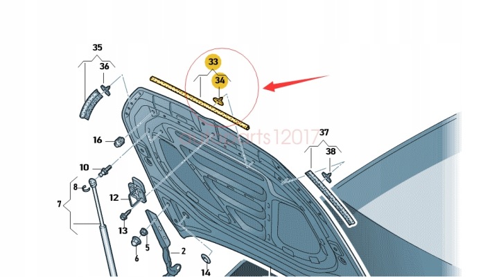 фото №6, Volkswagen golf vii уплотнитель капота перед