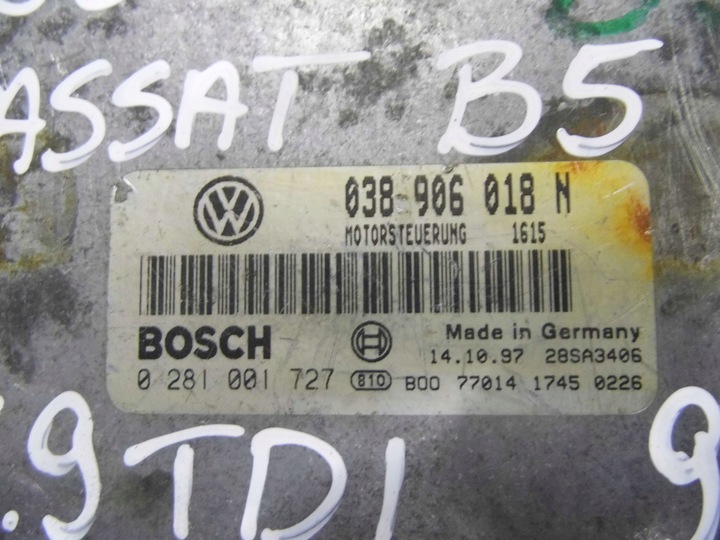 фото №5, Passat b5 1.9tdi 98' комп'ютер блок керування двигуна 038906018n