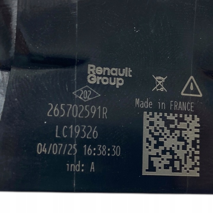фото №11, Відбивач бампера праве зад renault v 5 ev e-tech 265702591r