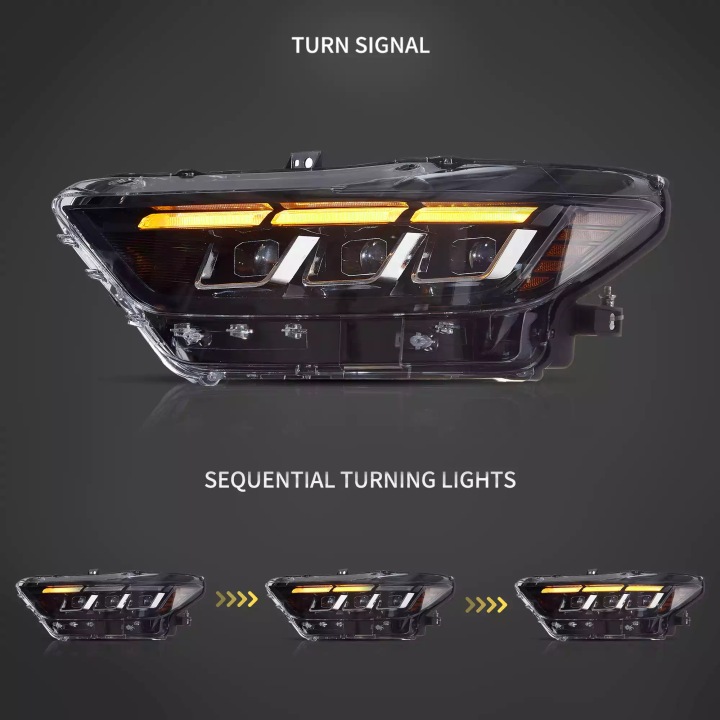 фото №8, Фари лампи l+r led тюнінг new 2023 2024 вигляд ford mustang vi 6 15-18