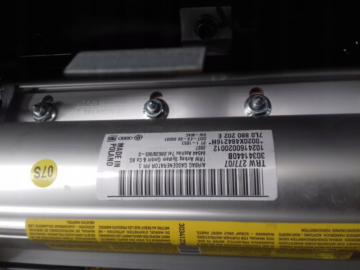 фото №11, Торпедо подушка датчик kpl 7l6880201eh vw touareg
