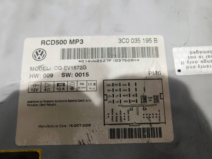 фото №6, Магнітола vw passat b6 3c0035195b