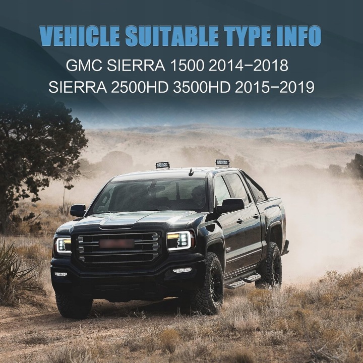 фото №8, Gmc sierra 1500 2500 3500 2014-2018 фара лампы передние комплект led vland