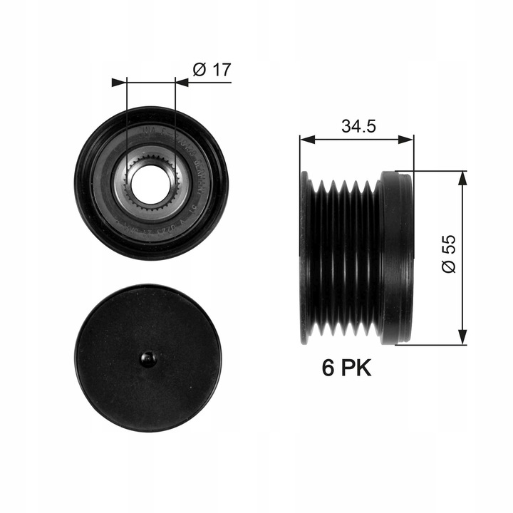 фото №2, Колесо ременное генератора 1.4 tsi oap7090 gates