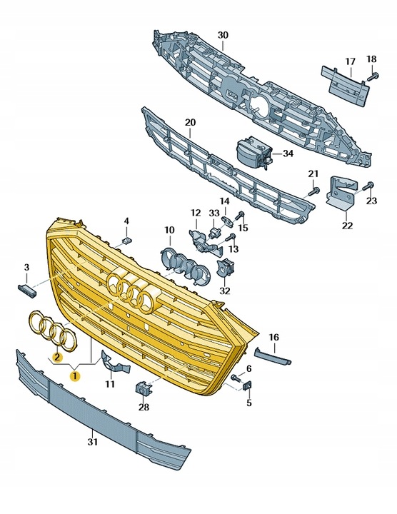 фото №1, Решітка радіатор решітка радіатора бампер перед audi a8 d5 aso оригінал новий