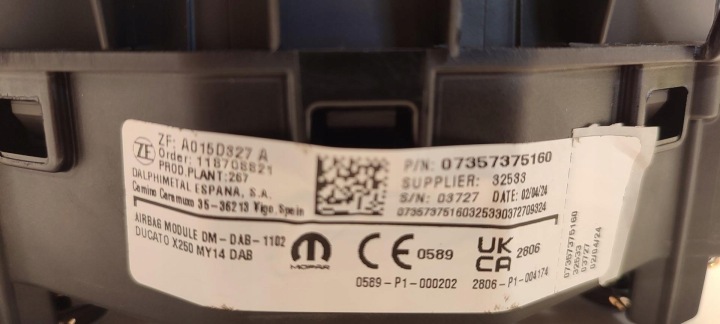 фото №9, Opel movano fiat ducato подушка кермо 07357375160 00609315150