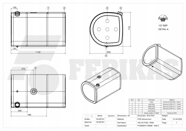 фото №8, Новый aluminiowy бак топлива volvo / renault 450l 20503506