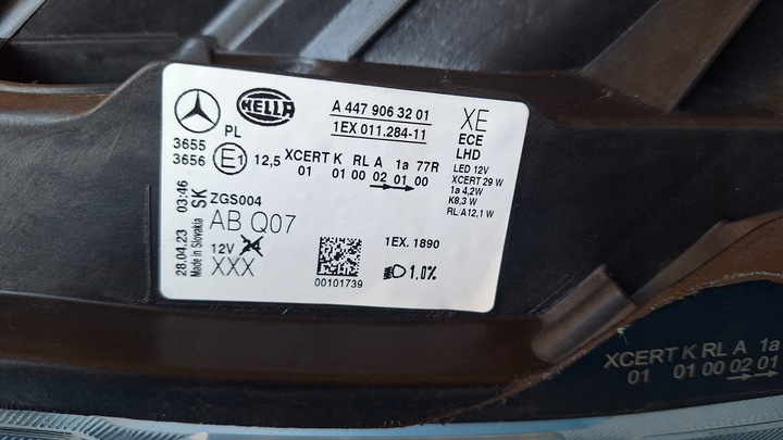 фото №9, Mercedes vito v класс w447 лампа полный led левая передняя чёрный средство