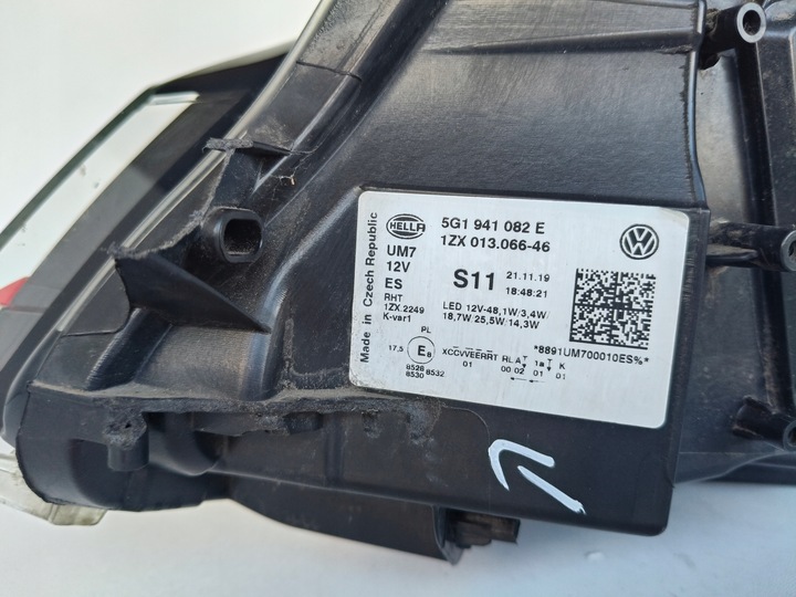 фото №11, Лампа правая фара vw golf vii 7 gti 5g 5g0 17- рестайлинг полный led