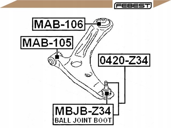 фото №2, Втулка важеля [febest]