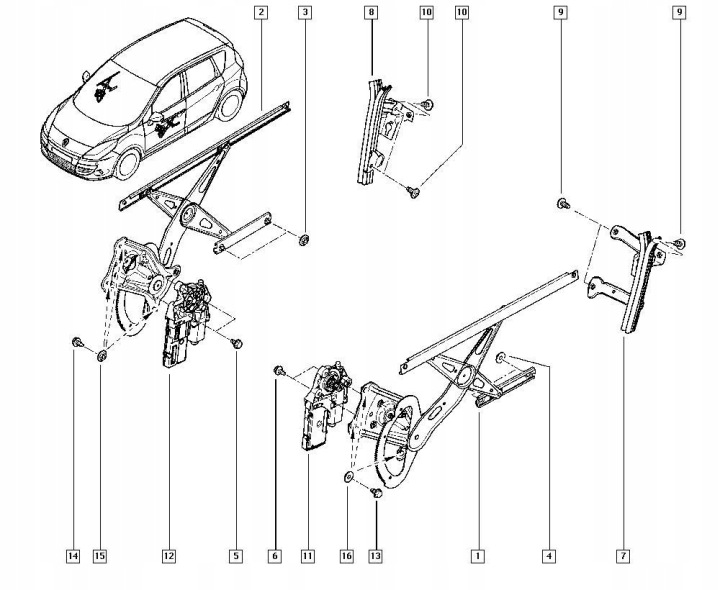фото №8, Механизм стёкла левое зад renault scenic iii 827310004r