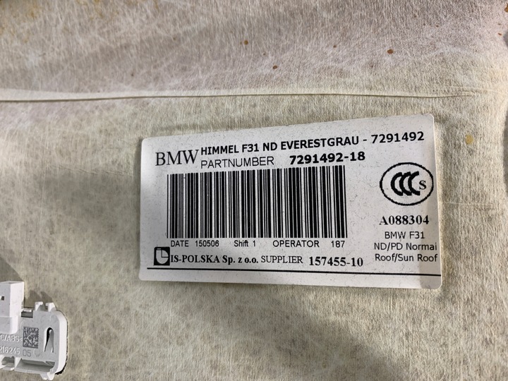 фото №8, Bmw 3 f31 потолок потолок серый everest grau оригинал
