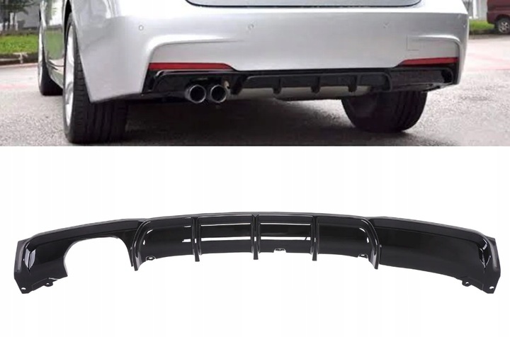 фото №14, Диффузор задний бампера m набор m sport 12-18 чёрный блеск для bmw f30 f31