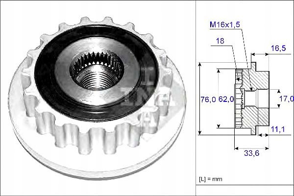 фото №2, Колесо ременное генератора vw кондиционера ina