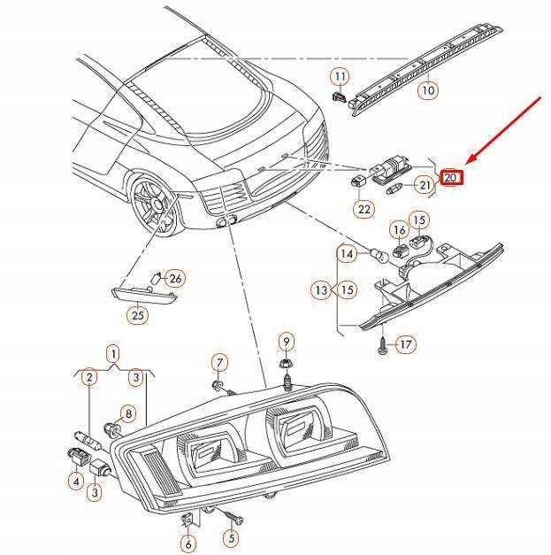 фото №13, Свет номерного знака регистрационный vag volkswagen polo audi r8 оригинальная запчасть