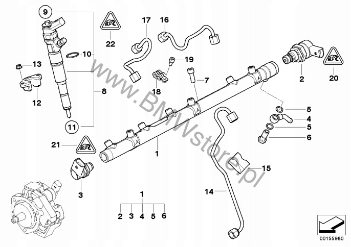 фото №10, Bmw e60 lci e90 2.5 3.0 d m57n2 планка вприскувальний датчик пального 7799610 07r