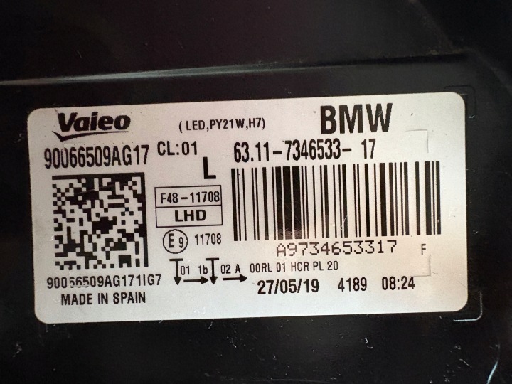фото №10, Фара левая bmw x1 f48 обычная h7 led 7346533-17