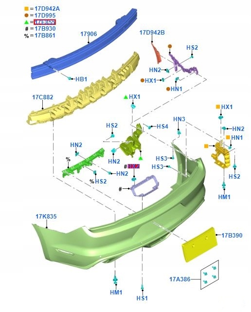 фото №11, Кронштейн ползун бампера левый зад mustang 2015-23 2164255 _ fr3b-17d961-am