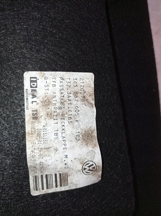 фото №5, Обивка крышки багажника vw passat b6 3c5867605k