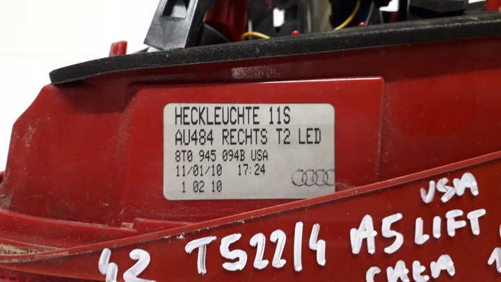 фото №11, Audi a5 sportback лампа правая задняя w крышка багажника led