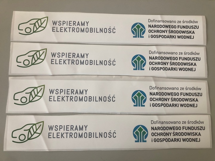 4 НАКЛЕЙКИ - „WSPIERAMY ELEKTROMOBILNOŚĆ NFOŚIGW”