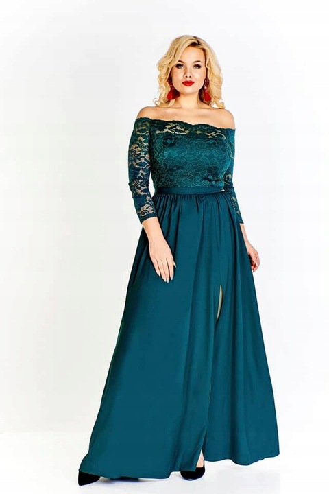 Koronkowa zielona suknia z rozcieciem na kolanie 8548901671 Odzież Damska Sukienki wieczorowe WA NPDIWA-2