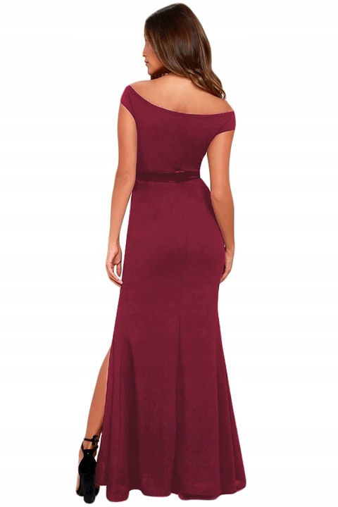 suknia wieczorowa falbany bordo (US 16-18) XL 8345071127 Odzież Damska Sukienki wieczorowe YN QVXYYN-1