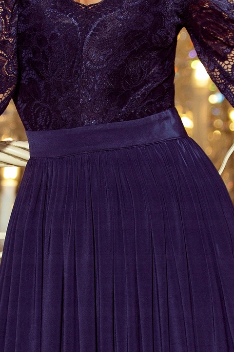 MADLEN długa suknia koronkowy dekolt - GRANAT L 40 9703418728 Odzież Damska Sukienki wieczorowe IY VFYSIY-6