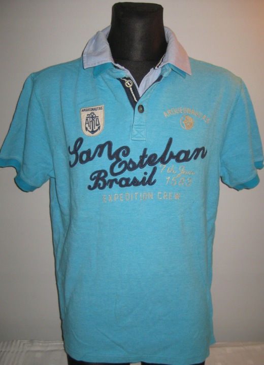 ARQUEONAUTAS - koszulka polo - nadruk roz. L 9634529794 Odzież Męska Koszulki polo FD JEXQFD-1