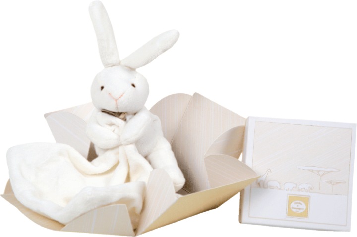 DOUDOU - м'яка іграшка кролик з пледом Doudou et Compagnie, натуральний — фото 5