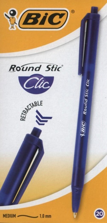 Ручка автоматична BIC Round Stic Clic Офісний Шкільний 1 мм
