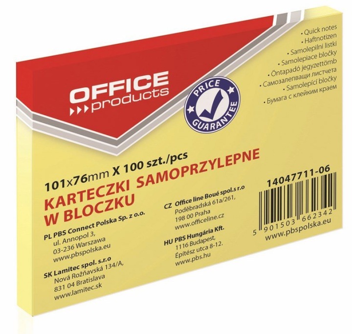 Стікери самоклеючі 101x76 мм OFFICE PRODUCTS пастельні світло жовті — фото 2