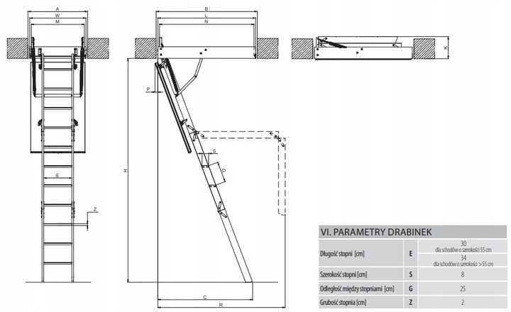 Схема чертеж люка на чердак Купить FAKRO LWL EXTRA Чердачная лестница 70x120 U=074Вт/м2К: отзывы, фото и хар