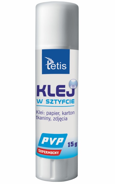 Клей-олівець 15 г Tetis PVP прозорий Супер Міцний 1 шт.