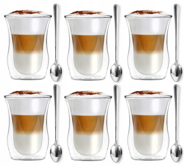 Termosklenice na kávu latte Vialli Design Vita 300 ml dlouhé lžičky