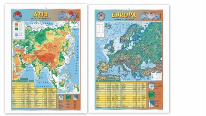 Азія карта фізична Дошка 70x100 см VISUAL — фото 2