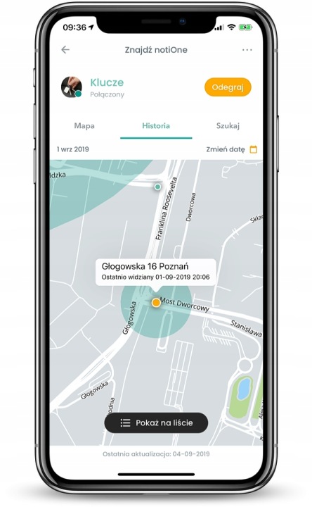 notiOne go! плюс трекер BLUETOOTH додаток iOS ANDROID дальність вся PL — фото 4