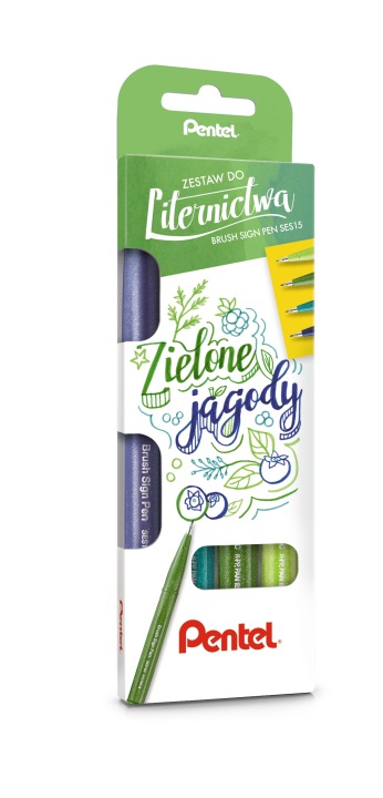 Набір фломастерів для каліграфії PENTEL SES15C відтінки зеленого, 4 (вживаний) — фото 4