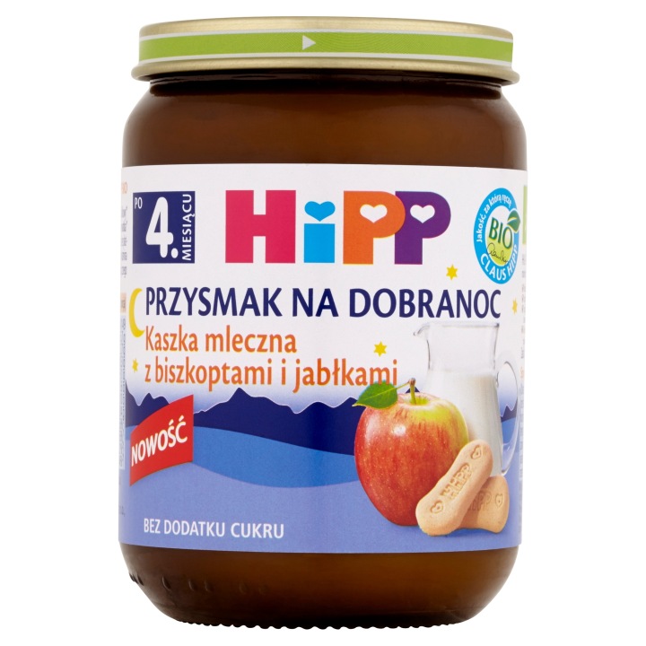 HiPP Біо Ласощі на добраніч Кашка молочна з печивом і яблуками по 4.