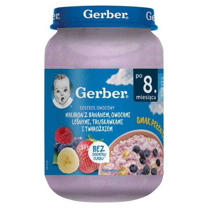 Gerber Макарони банан лісові ягоди полуниця сирок по 8. місяця 190 г