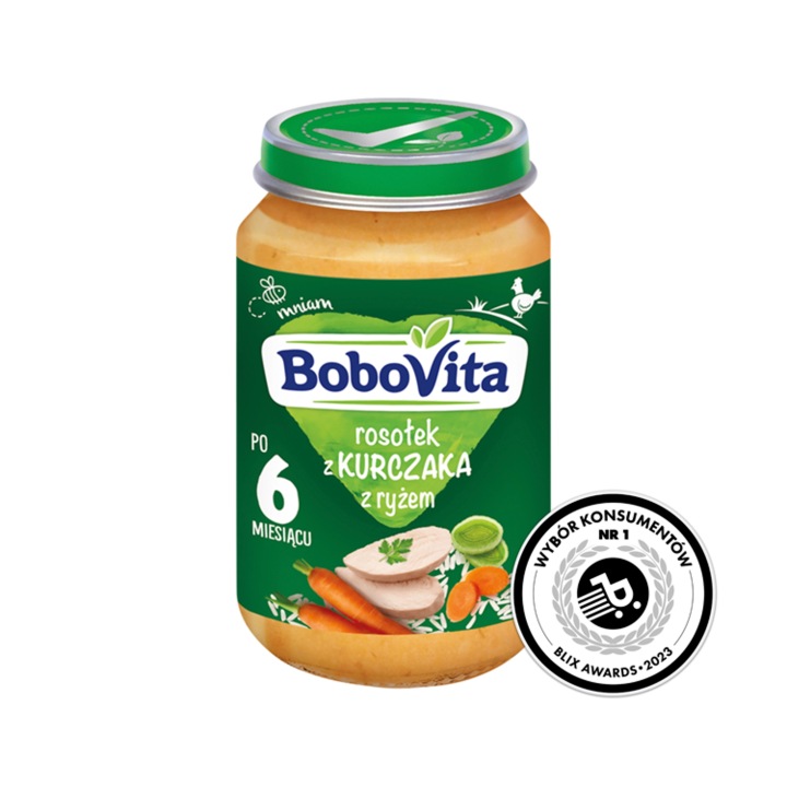 BOBOVITA страва в баночці, Бульйон з курчати з рисом, 6 міс.+ 190 г - — фото 5