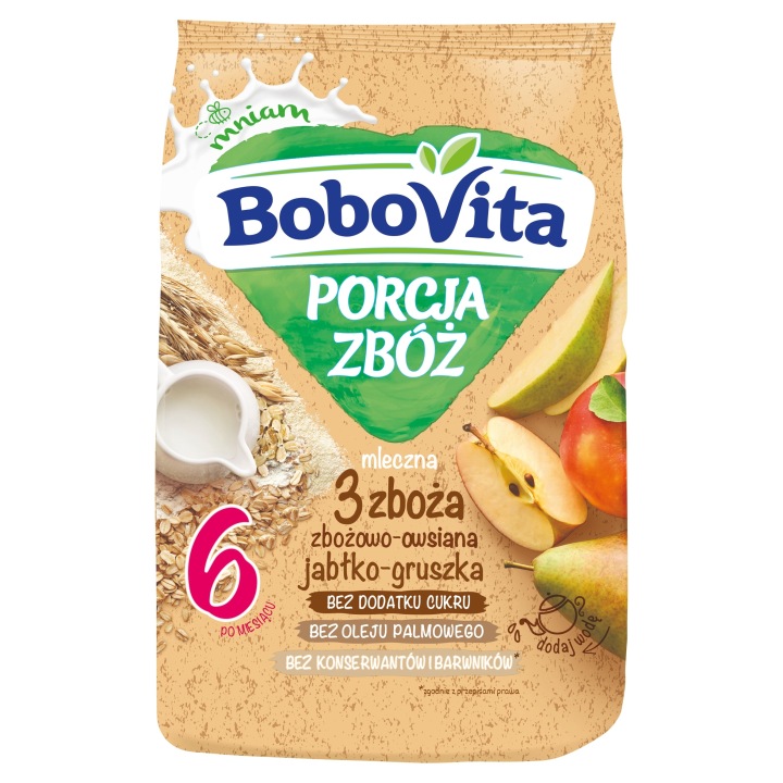 Bobovita Порція Злаків кашка молочна зерново-вівсяна яблуко-груша 210 г — фото 2