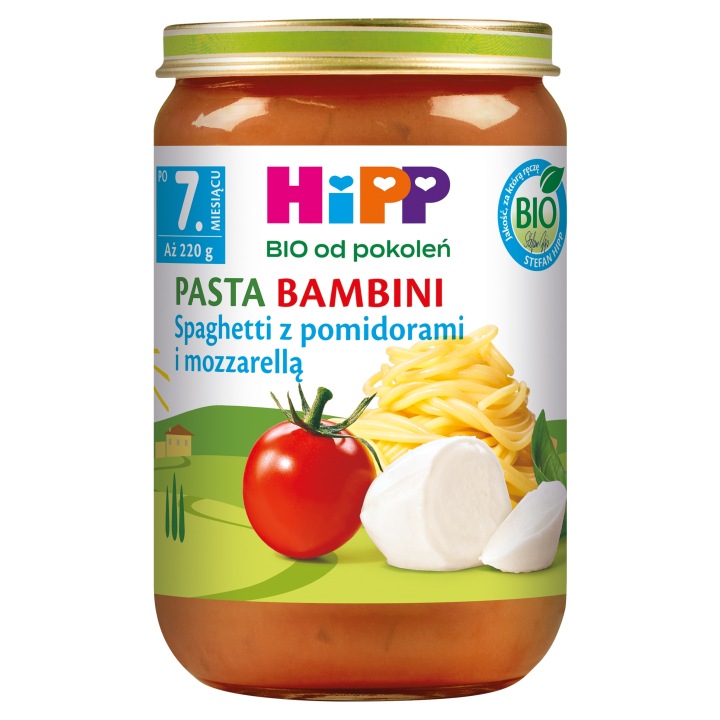 Обід HIPP Паста BAMBINI Спагеті з помідорами і моцарелою 220 г — фото 4