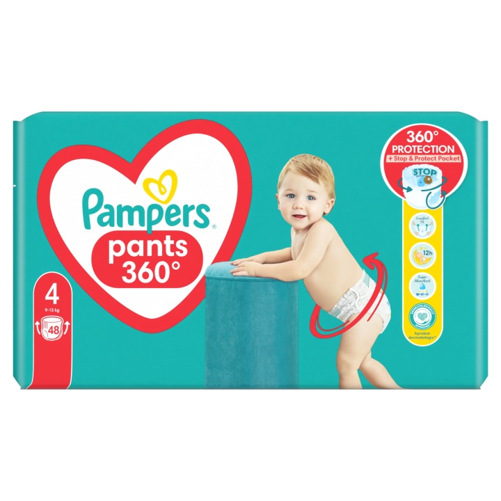 PAMPERS PANTS 360° трусики-підгузки 9-15 кг розмір 4 - 48 шт. — фото 2