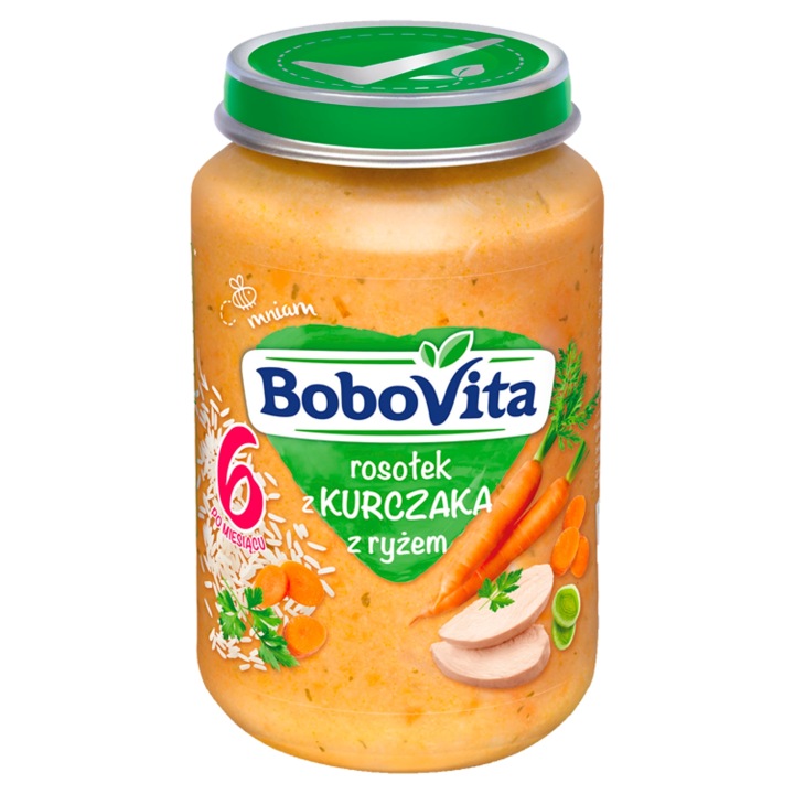 BOBOVITA страва в баночці, Бульйон з курчати з рисом, 6 міс.+ 190 г -