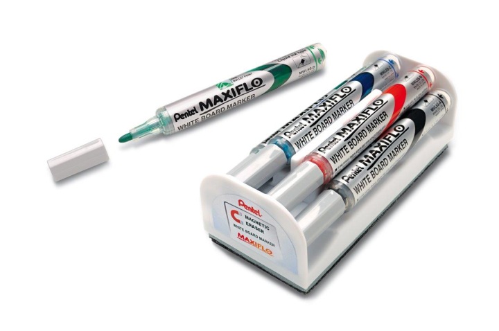 Маркер для Дошок PENTEL MWL5S 4 Кольори 1200 м З Поршнем + Магніт Губка — фото 13