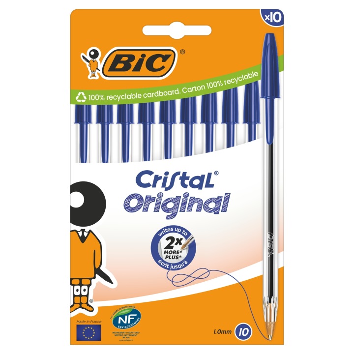 Ручки BIC Cristal Original Сині 1.0 мм – 10 шт. Оригінальні