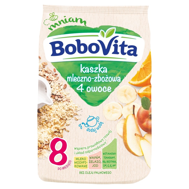 Кашка молочна Bobovita молочно-злакова 4 фрукти 230 г — фото 6